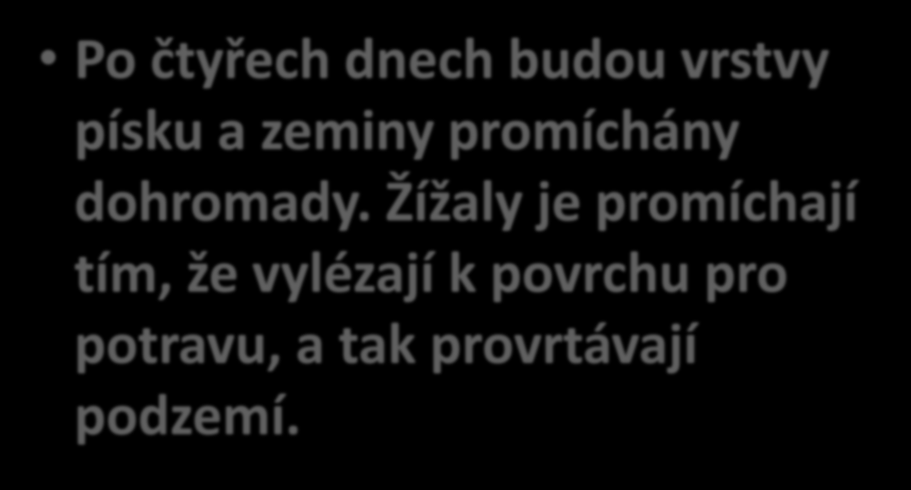 Co se děje? Po čtyřech dnech budou vrstvy písku a zeminy promíchány dohromady.