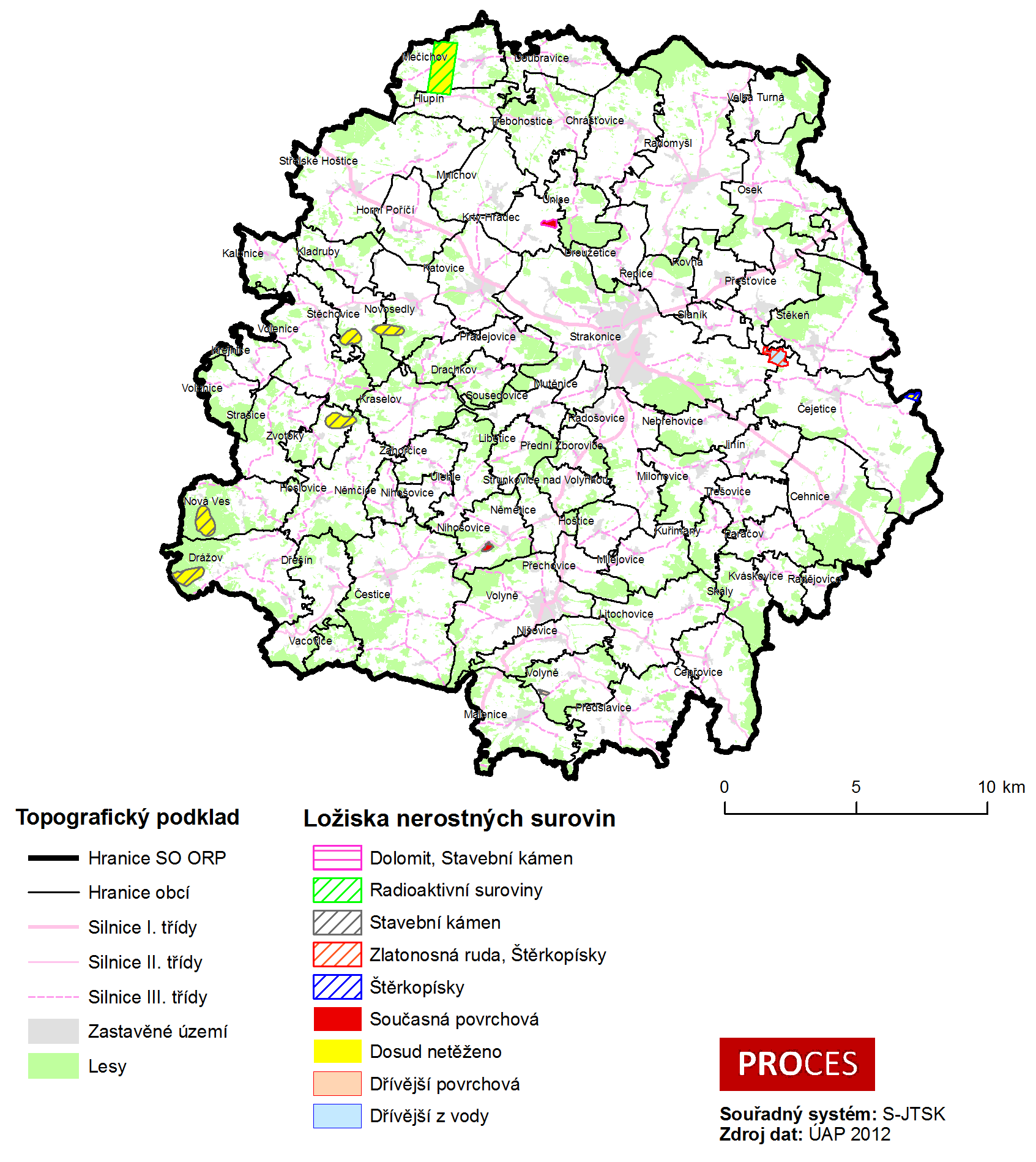 Centrum pro rozvoj obcí a regionů, s. r. o. Vymezení ložisek nerostných včetně jejich typů a stavu těžby je zakresleno v mapě č. 2.1.