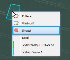 Obrázek 18: Možnosti smazání zákresu Jestliže po smazání zákresu tento zákresy stále vidíte v mapě, aktualizujte mapu ikonkou. 4.