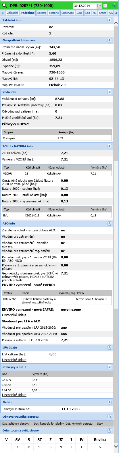 Informace si lze zobrazit k datu nastavenému zde (po zadání data je nutno zaškrtnout zatržítko Zobrazit k datu).