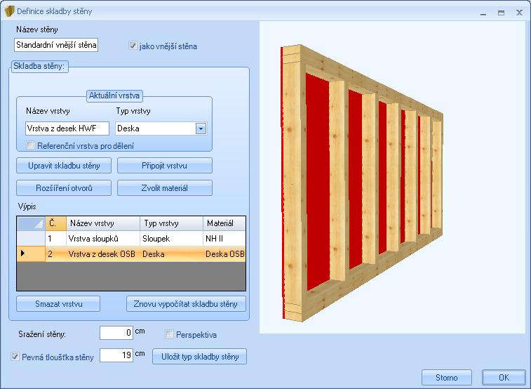 1 ZMĚNIT DEFINICI VRSTEV JEDNÉ STĚNY V prvním případě je možné upravit již existující stěny. Jako první se stanoví definice vrstev.