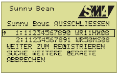 Ovládání Sunny Beam 6.6 Servisní nastavení 6.6.1 Nastavení sestavy na jednotce Sunny Beam Jednotka Sunny Beam a radiokomunikační modul Piggy-Back musí být nastaveny na společnou sestavu.