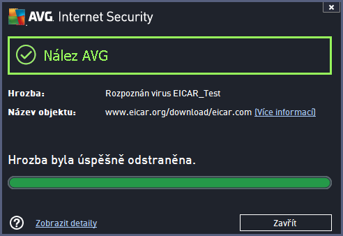 Pokud není testovací soubor EICAR identifikován jako virus, je nutné znovu prověřit konfiguraci AVG Internet Security 2014! 4.5.