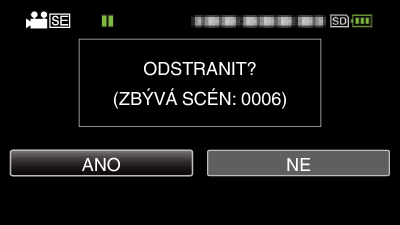 Úprava Smazání nepotřebných souborů Pokud vám dochází místo na záznamovém médiu, smažte nepotřebná videa Kapacita záznamového média se po smazání souborů uvolní Smazání aktuálně zobrazeného souboru