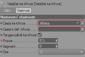 Obrázek 12.5: Menu Natáčet ke křivce Obrázek 12.