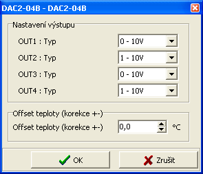 CIB JEDNOTKY 3.3. DAC2-04B Analogová 4 kanálová výstupní jednotka (0-10V, 1-10V). Jednotka obsahuje vstup pro připojení externího NTC čidla teploty.