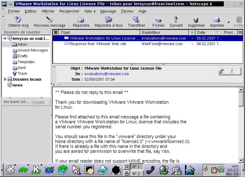 Obrázek 23-10 Kmail Netscape Messenger Již jsme Vám představili některé vlastnosti programu Netscape Messenger, poštovního klienta zabaleného do balíku programů Netscape Communicator.