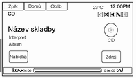 144 Přehrávač CD Pro vysunutí disku z CD přehrávače stiskněte tlačítko d. Pokud disk během krátké doby nevytáhnete ven, přehrávač jej automaticky zasune zpátky. Přehrávání audio CD 1.