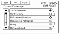 162 Navigace Pro zobrazení mapy stiskněte Směrový kurzor.