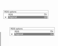 86 Rádio Zapnutí a vypnutí regionálního vysílání Pro regionální vysílání musí být zapnuta funkce RDS.
