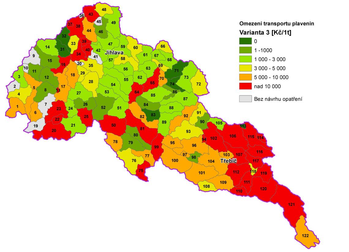 efektivita v povodí Brtnice, Kamenice a Jihlávky.