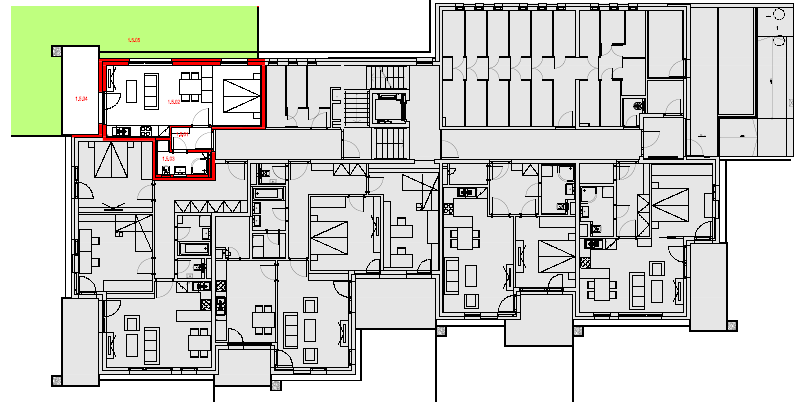 Byt 1.5-1+kk/T, 46,52 m2 + 90,40 m2 zahrada, 1.