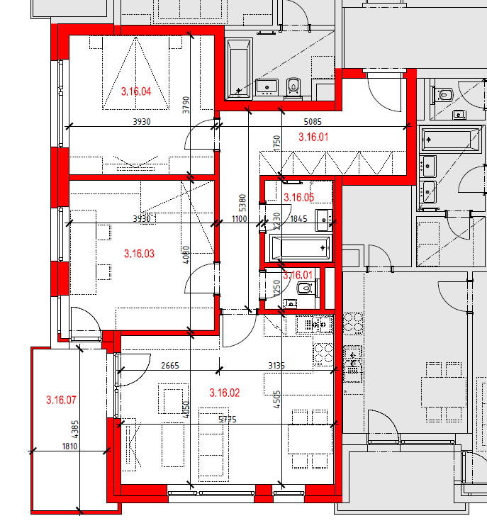 Byt 3.16-3+kk/B, 84,61 m2, 3.