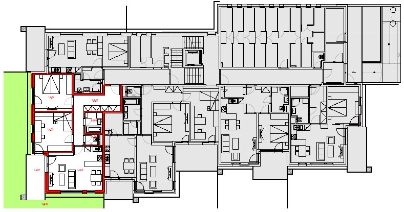 Byt 1.4-3+1/T, 88,13 m2 + 115,40 m2 zahrada, 1.