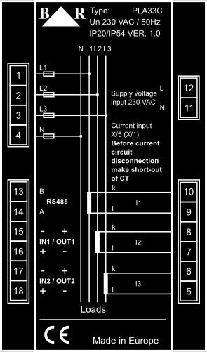 1. Čelní panel a štítek přístroje Obrázek 1: Čelní panel přístroje 1. klávesa pro vstup do konfiguračního menu a potvrzení nastavených hodnot 2.