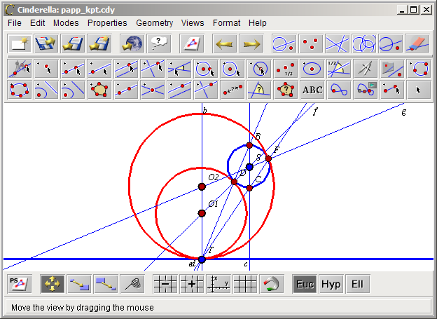 KAPITOLA 3. CINDERELLA 21 konstrukce, obdobně jako ve vlastním programu dynamické geometrie, prostřednictvím předdefinovaných nástrojů.