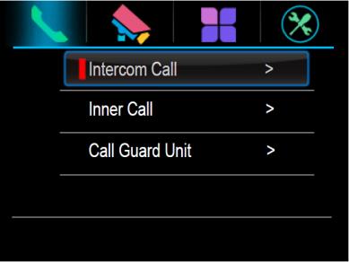 COLOR je nastavení barvy 4. RING VOLUME je nastavení hlasitosti vyzvánění 5. TALK VOLUME je nastavení hlasitosti komunikace. Interkom 1.