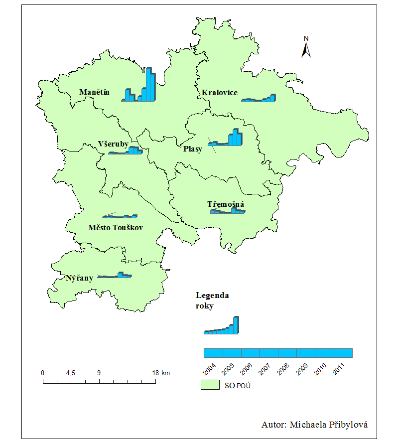 Obr. č. 7: Vývoj počtu uchazečů na 1 volné pracovní místo na úrovni SO POÚ okresu Plzeň-sever v letech 2004 2011 (k 31. 12.