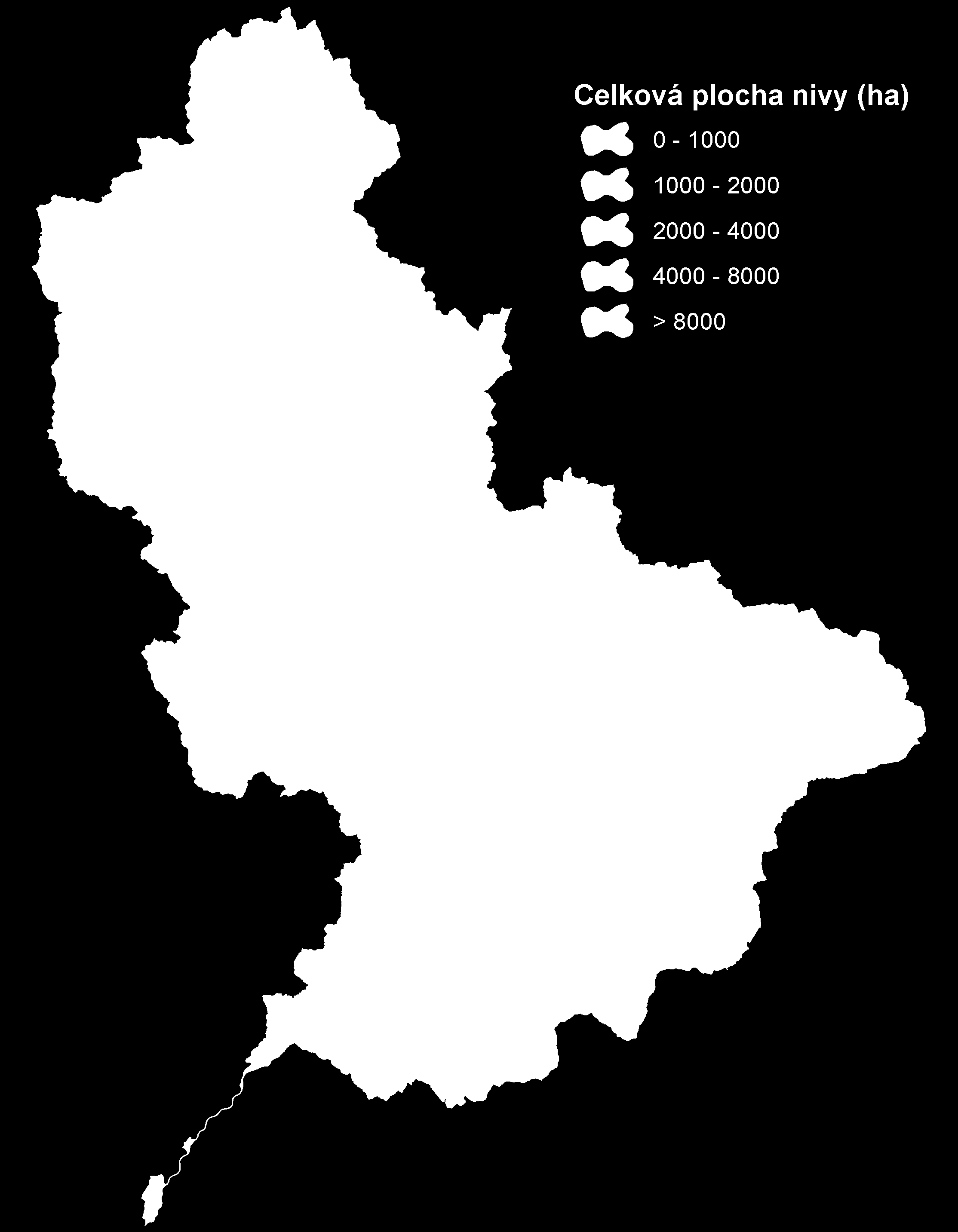 Celková plocha nivy v jednotlivých vodních útvarech (předchozí strana) a plocha intravilánů ležících v nivě a