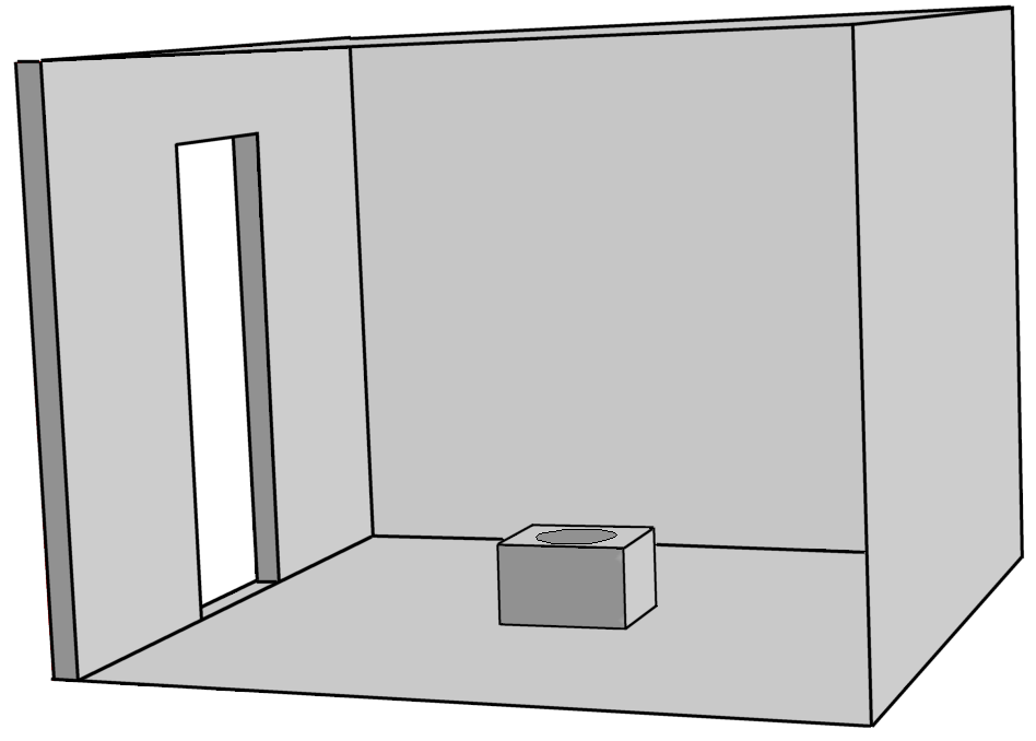 Matematické modely typu pole (CFD) Jak na to? 1. geometrie místnost: 2,8 x 2,8 x 2,18 m 43 Steckler a kol.