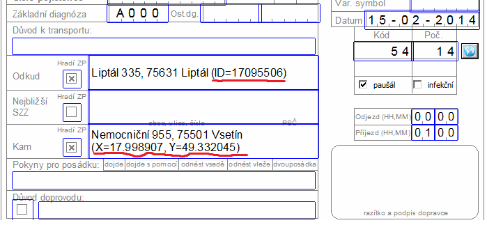 Obr. 1 Zobrazení pacienta včetně adresy pod rodným číslem (Číslo pojištěnce). Totéž rolovací menu naleznete i pod příjmením pacienta. Obr.