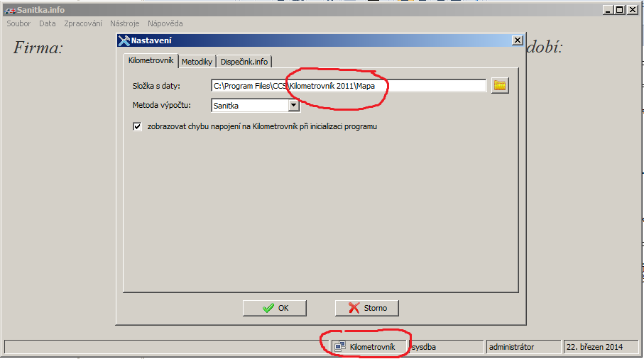 Obr. 3 Nastavení na Kilometrovník Obr.