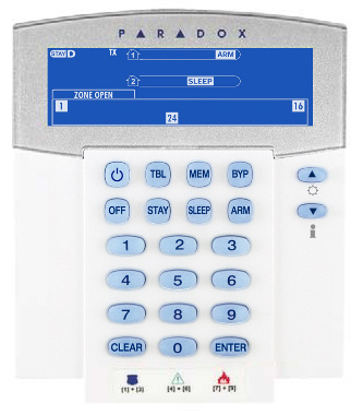 Uživatelský manuál SP, MG, E 2.6. Popis ikonové klávesnice K32IRF ARM SLEEP STAY svit podsystém zapnut zhas podsystém vypnut bliká odchodové zpoždění rychle bliká posledních 10 sec.