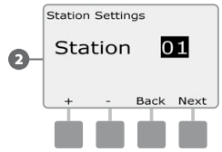 Station/ MV settings (nastavení sekcí a hlavního ventilu) Nastavení sekcí Na této pozici můžete nastavit vzájemné ovlivnění sekcí, hlavního ventilu a čidla počasí.