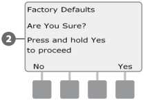 Press and hold Yes to proceed stiskněte a držte tlačítko Yes po dobu 4 vteřin, pokud chcete opravdu nahrát původní tovární nastavení dat. Pokud si nejste jisti, stiskněte No.