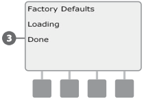 Tovární nastavení (Restore Defaults) Návrat jednotky do v továrně přednastavených hodnot. Otočte přepínač na pozici Clear Programs (vymazání programů). Objeví se obrazovka Clear Programs.