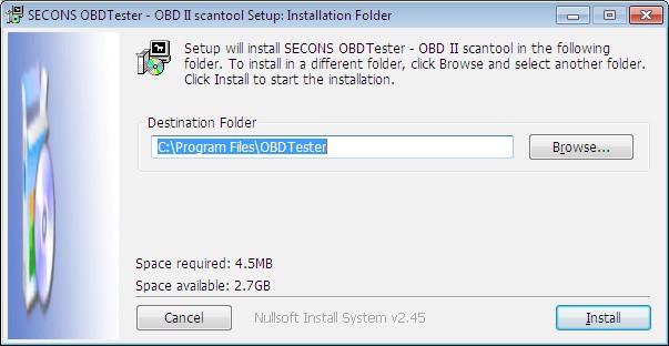 2 Popis instalace 1. Vložte přiložené CD do vaší mechaniky 2. Spusťte instalační soubor OBDTesterSetup.exe 3. Vyberte jazyk instalátoru 4.