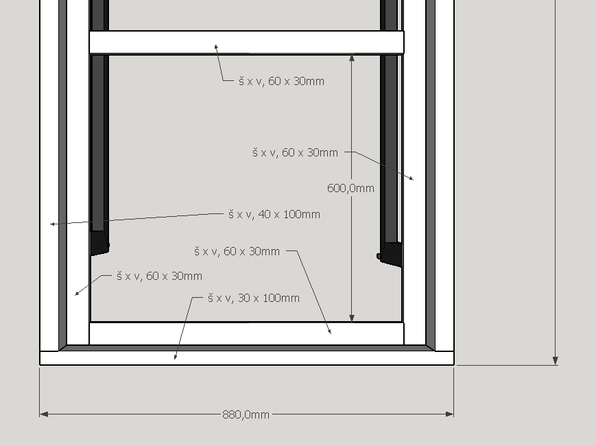 Apartmán 207 a 307 Materiál Bílá část: pohledové desky HPL Polyrey B117 Blanc Artic, povrch FA Surf, nosná deska MDF o síle 30 mm (případně 28 mm) a 40 mm (případně 38 mm), hrany HPL Polyrey B117;