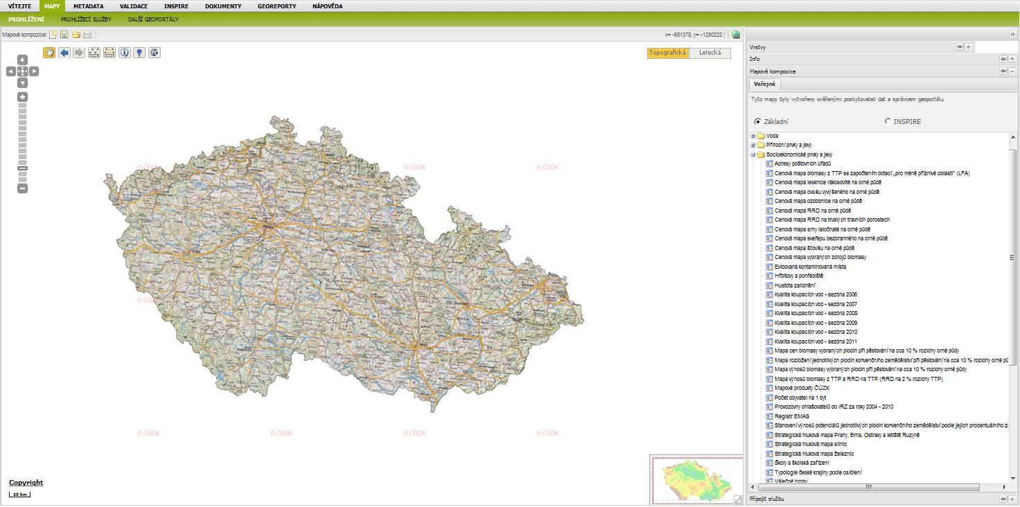 je třeba rozbalit složku Socioekonomické prvky a jevy, aby se objevila nabídka map. Situace se docílí pokliknutím pouze na malé znaménko plus u této složky.