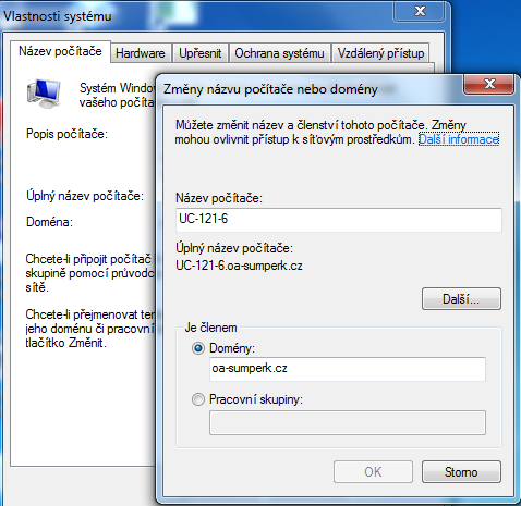 UTB ve Zlíně, Fakulta aplikované informatiky, 2013 64 7.1 Připojení stanice do domény Po nasazení operačního systému na pracovní stanice se dokončila konfigurace systému Windows 7.