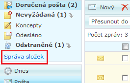 6. Správa složek V této části lze vytvořit, či odebrat uživatelem zvolenou složku. (Odstranit lze pouze ty složky, které uživatel sám vytvoří.