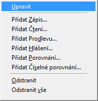 Caliber Karta přístroje - Příkazy Příkazy jsou uvedeny v manuálu k přístroji Při vytváření karty