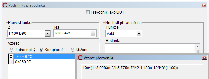 Převodníky s nelineárním převodem Uživatel může vytvářet převodníky signálu s nelineární převodní závislostí.