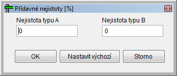 Caliber - Přídavné nejistoty Využití, ve specifických případech, kdy není možné nejistotu zadat jiným systematickým