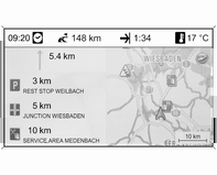 42 Navigace Informace v horním řádku Cesty k následování vedoucí z aktuální cesty. Pod značkou šipky: jméno aktuální cesty k následování.