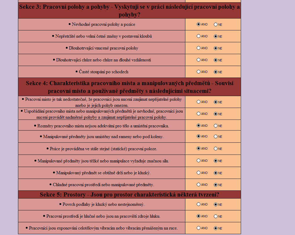 Obrázek 4-5 - Checklist pro identifikaci rizik