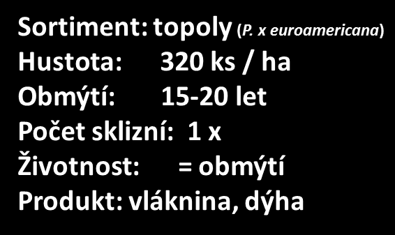 Lignikultury (Popiocultura, Arboriculture) Sortiment: topoly (P.