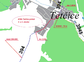 REFERENČNÍ LIST STAVBY Název stavby: II/394 Tetčice průtah, 2. a 3. Stavba Mapa Stavba : - II/394 Tetčice průtah 2. stavba - II/394 Tetčice průtah 3.