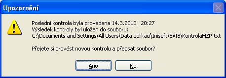 Kontrola MŽP význam chyb a jejich opravy Před kontrolou MŽP se automaticky nabídne funkce pro zjištění nevyužitých subjektů.