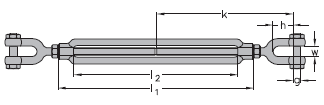 NAPÍNÁKY S DLOUHÝM ZÁVITEM pozinkované, koeficient bezpečnosti 5, včetně kontramatic Závit x vnitřní délka matice " oko-oko 3/8 x 6 540 221501103806 163 1/2 x 6 1000 221501101206 211 1/2 x 9 1000