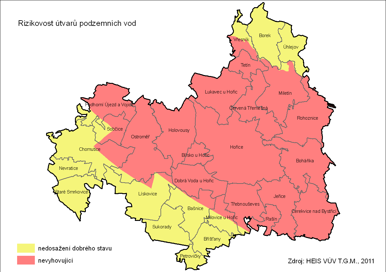 Obrázek č. 3.2.5: Celková rizikovost povrchových vod Zdroj: HEIS VÚV T.G.M.