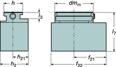 1 1) Pro průměr tyče U Polotovary řezných hlav s rychlovýměnným systémem Na obrázku je pravostranné provedení spojky Rozměry, milimetr, inch (, ) f21 f21 f22