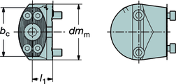 TURN - ZE Vnitřní obrábění Vyvrtávací tyče a výměnné řezné hlavy Rychlovýměnný adaptér pro řezné hlavy SL S vnitřním přívodem řezné kapaliny Pro průměr tyče spojky Rozměry, milimetr, inch (, ) Na