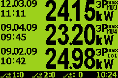 5.3.3.4 Zobrazení hodnot energií Hodnoty elektrických energií jsou umístěné v odděleném okně, dostupném přes hlavní menu. Obr. 5.