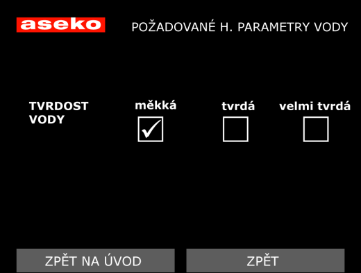 Nastavení DESINFEKCE, stejně jako nastavení ph vyvolá okno kde výše popsaným postupem nastavíme dávku SANOSILu a požadovanou hodnotu ph, která by měla být v rozmezí 6,5 až 6,8.