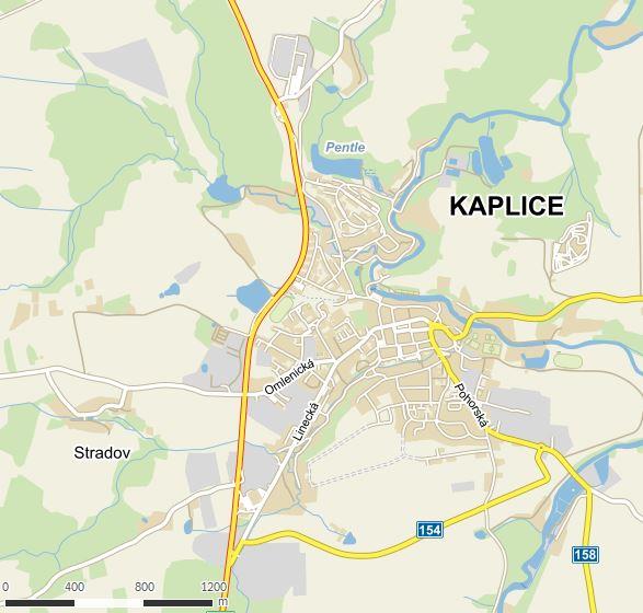 1986/2 v katastrálním území Kaplice (663069). y = 758372.7 x = 1191362.